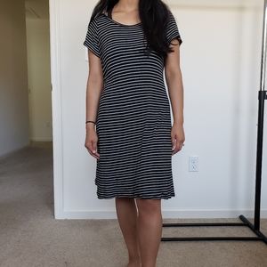 Black and White Striped Shift Dress